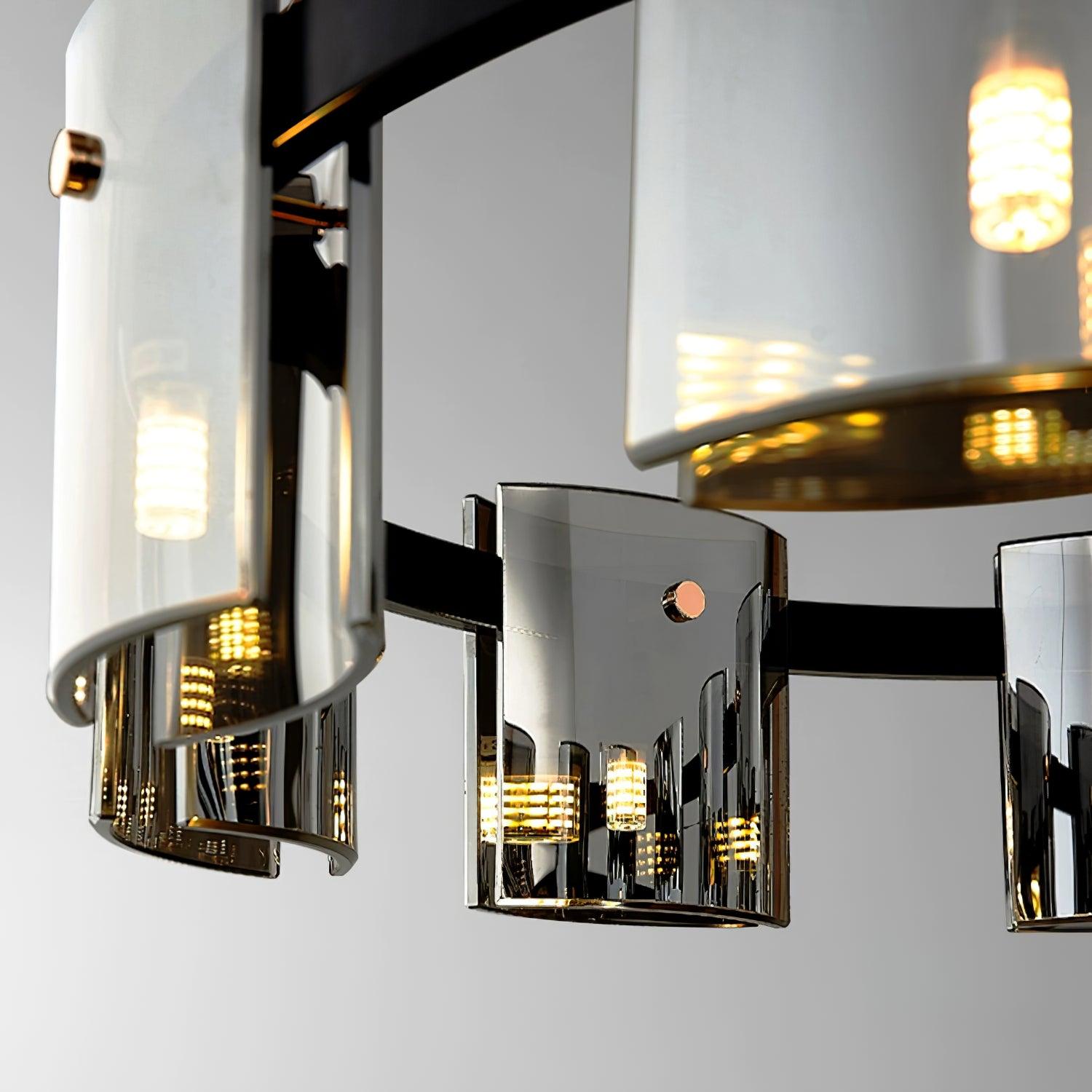 Lustra Chandelier Circular Glass Iron Arms