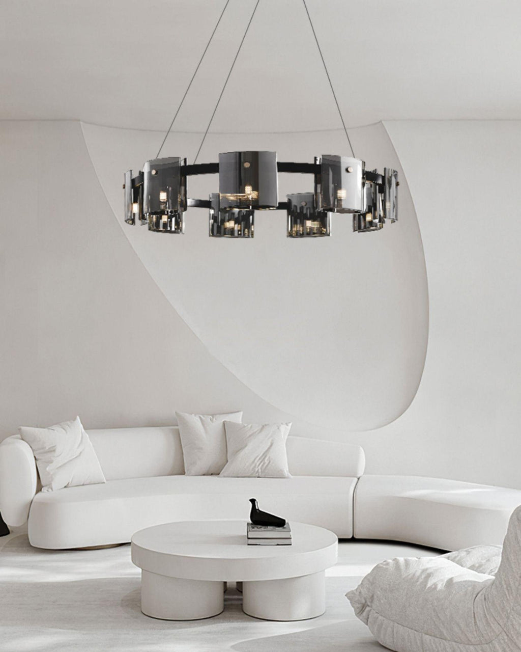 Lustra Chandelier Circular Glass Iron Arms