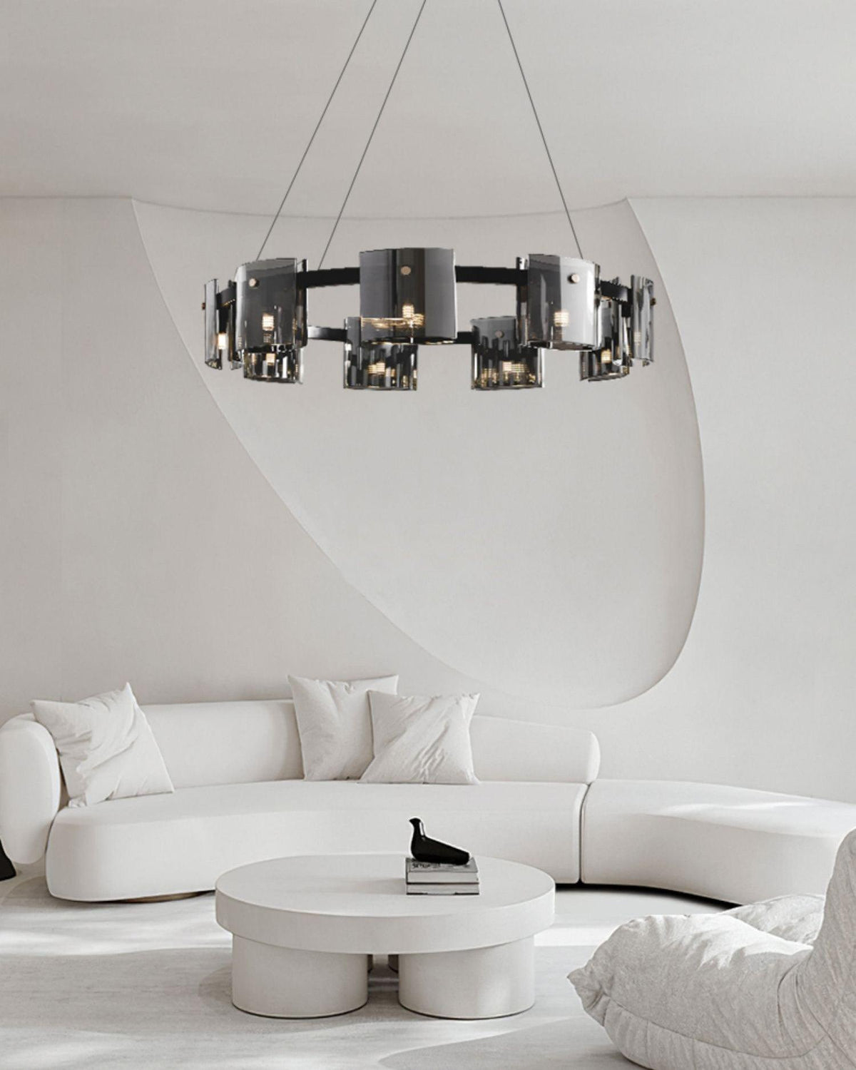 Lustra Chandelier Circular Glass Iron Arms