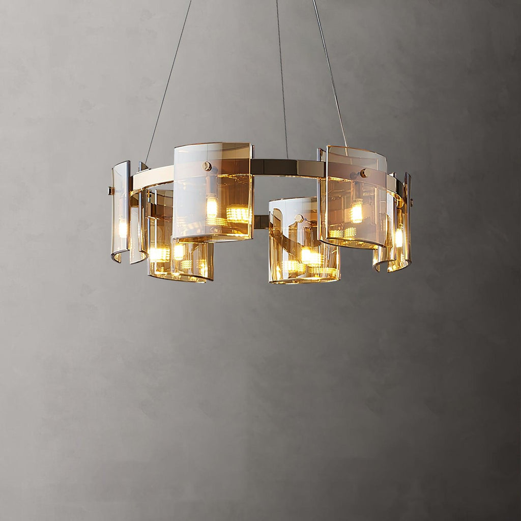 Lustra Chandelier Circular Glass Iron Arms