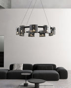 Lustra Chandelier Circular Glass Iron Arms