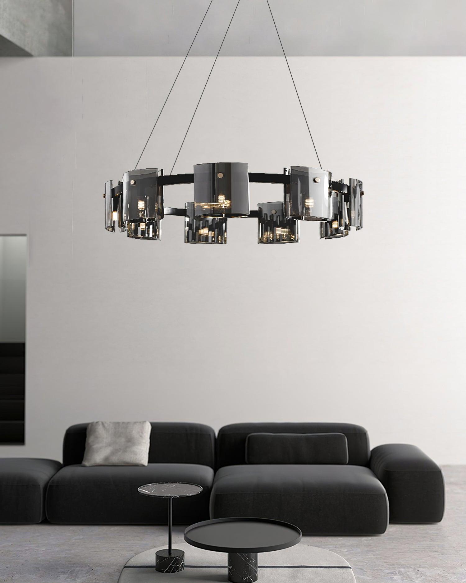 Lustra Chandelier Circular Glass Iron Arms