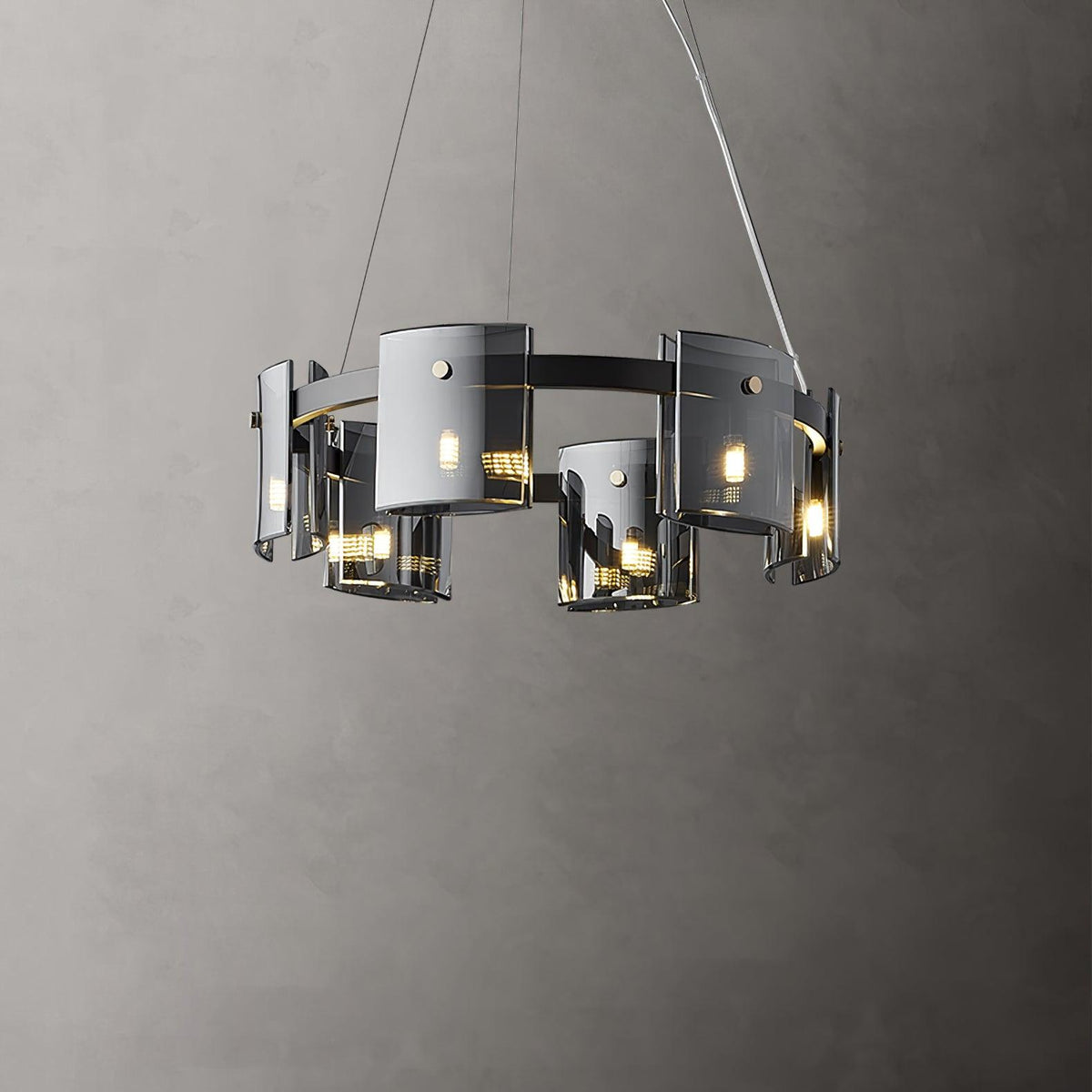 Lustra Chandelier Circular Glass Iron Arms