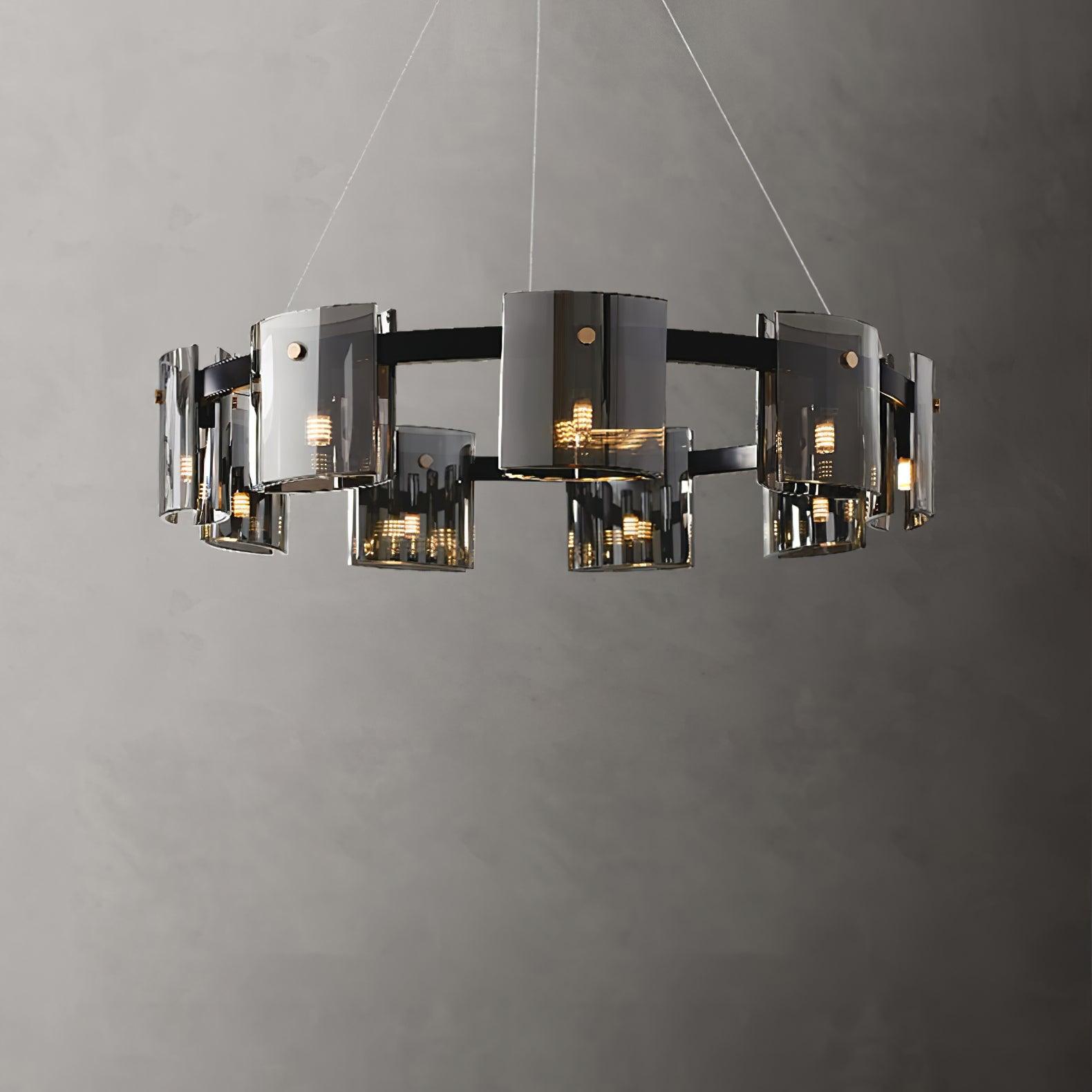 Lustra Chandelier Circular Glass Iron Arms