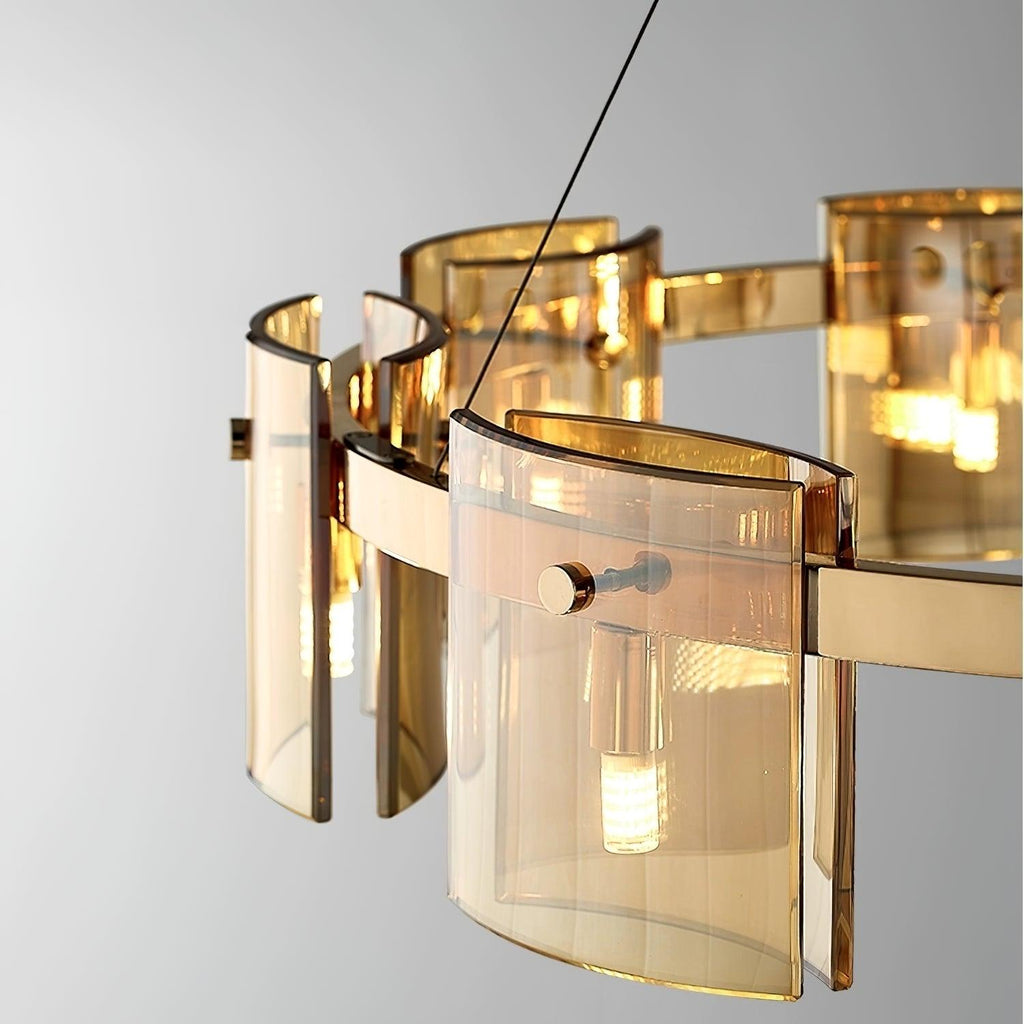 Lustra Chandelier Circular Glass Iron Arms