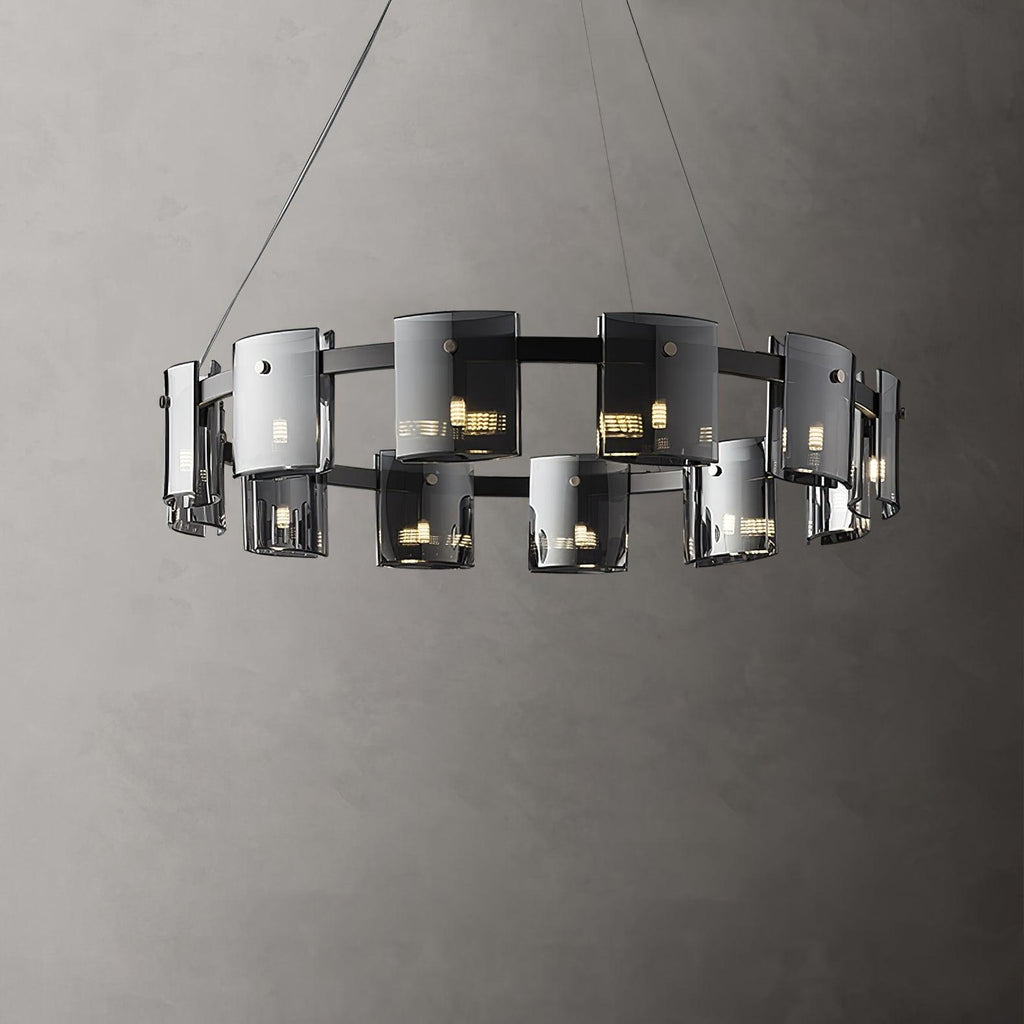 Lustra Chandelier Circular Glass Iron Arms