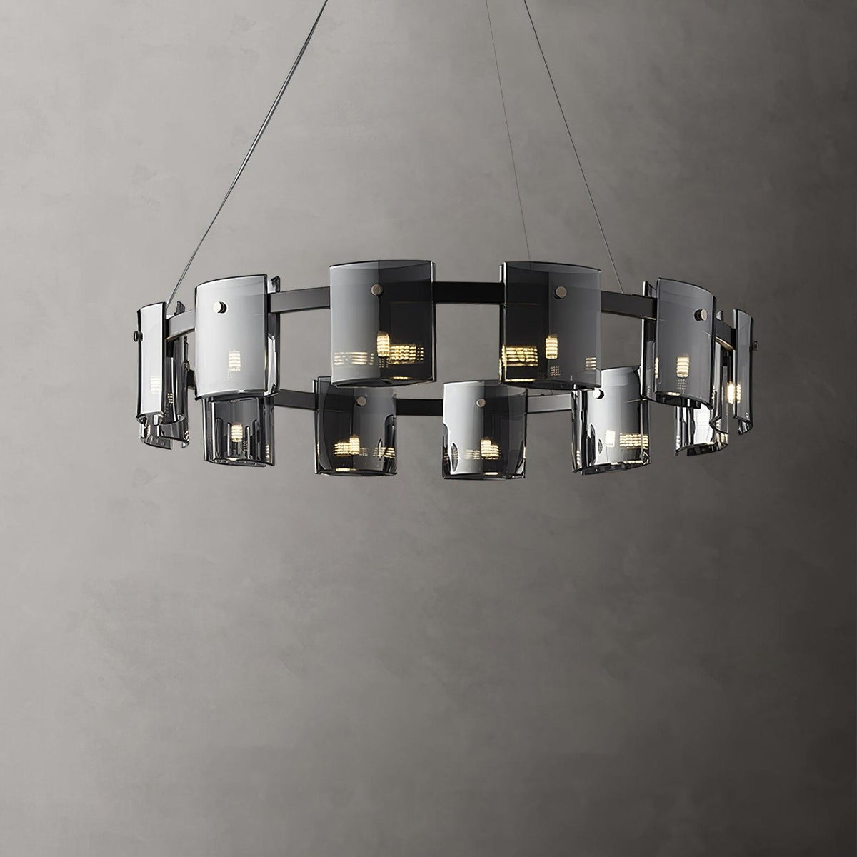 Lustra Chandelier Circular Glass Iron Arms