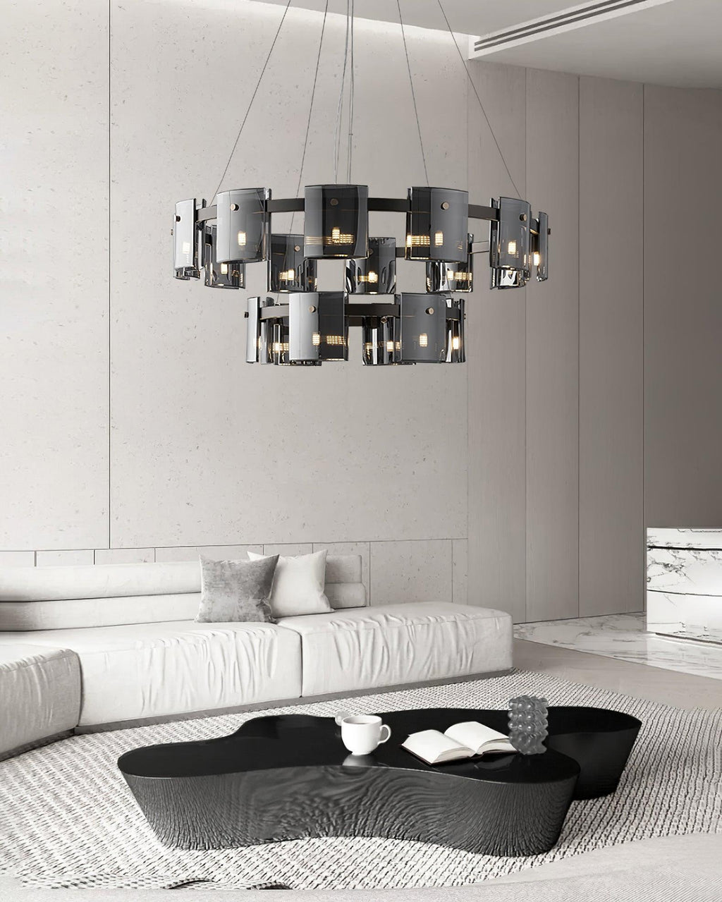 Lustra Chandelier Circular Glass Iron Arms