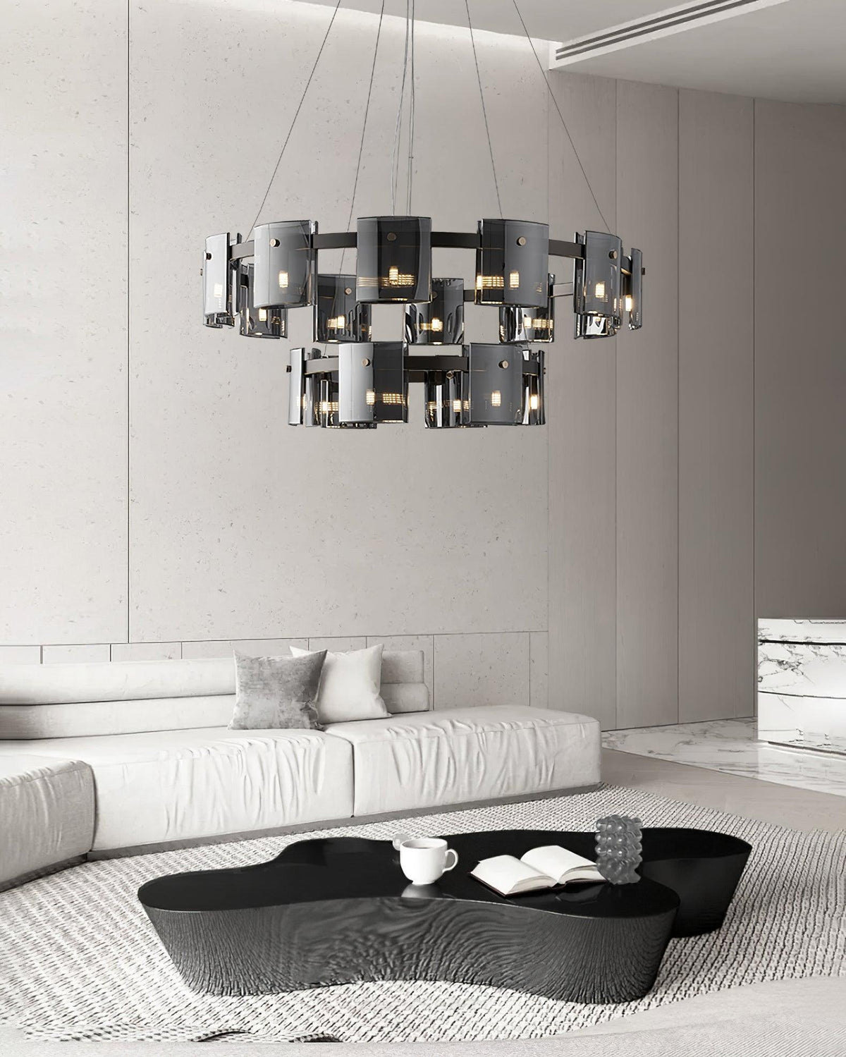 Lustra Chandelier Circular Glass Iron Arms