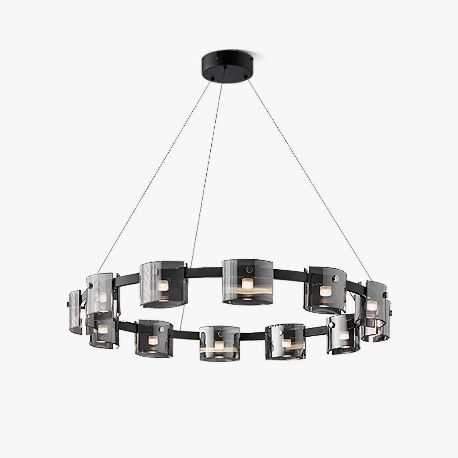 Lustra Chandelier Circular Glass Iron Arms