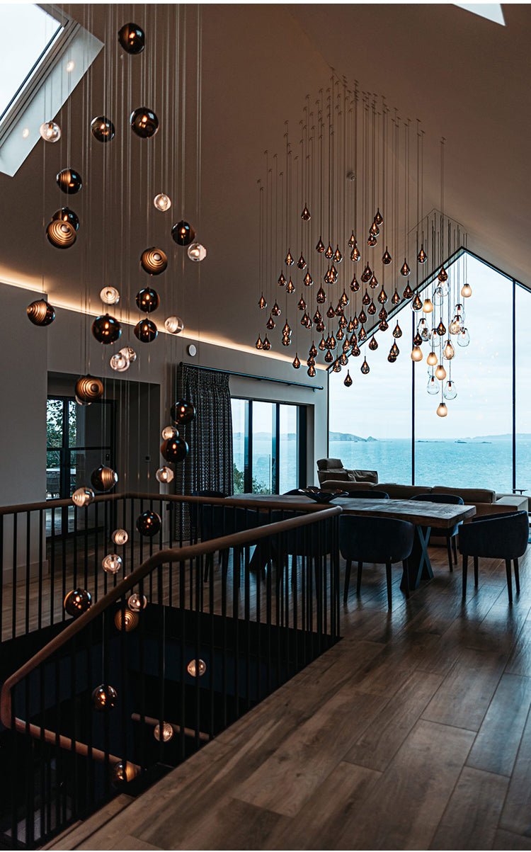 Cascade Modern Metal & Glass Chandelier