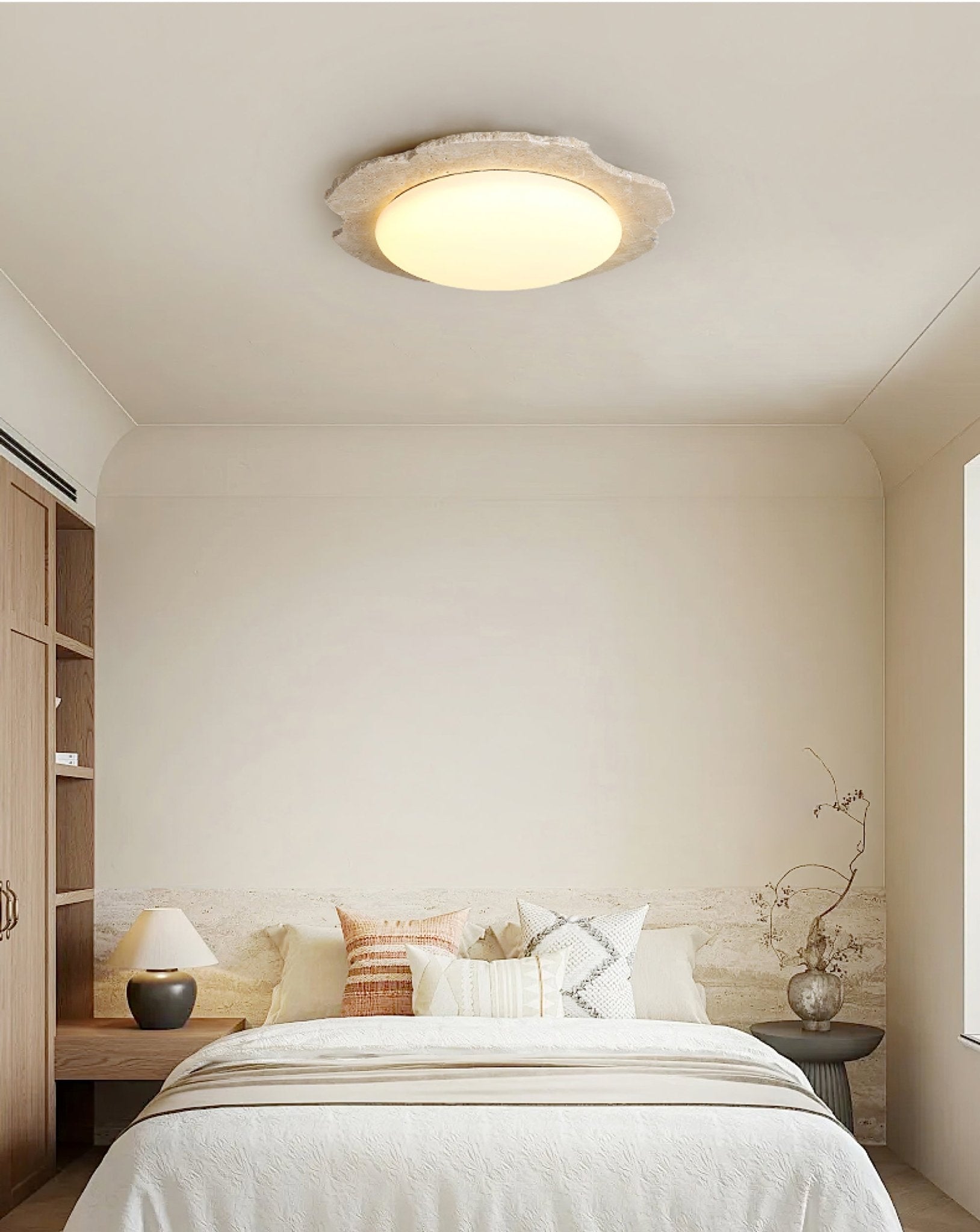 Crater Modern Travertine Ceiling Light
