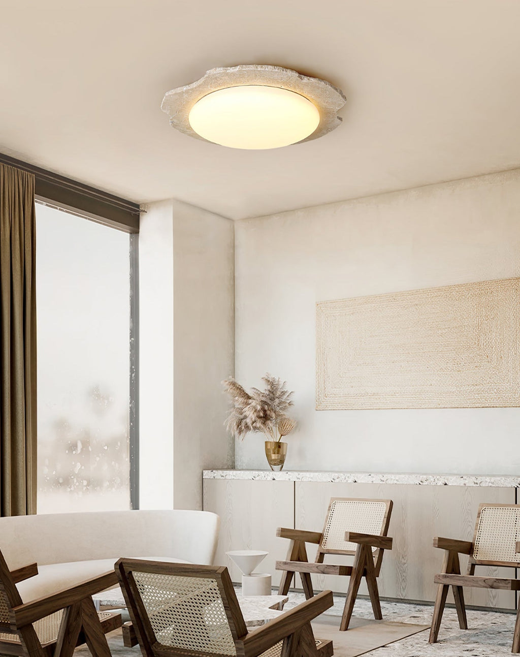 Crater Modern Travertine Ceiling Light