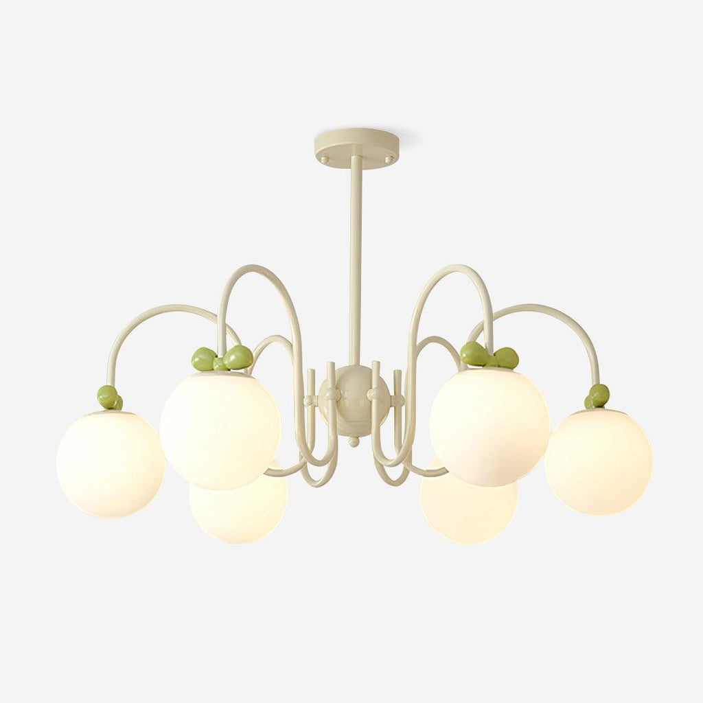 Cherry Chandelier Frosted Globe Branches Cream