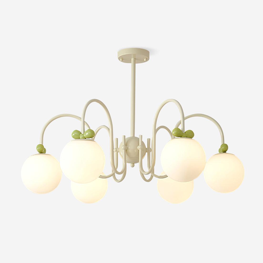 Cherry Chandelier Frosted Globe Branches Cream
