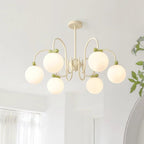 Cherry Chandelier Frosted Globe Branches Cream
