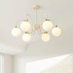 Cherry Chandelier Frosted Globe Branches Cream