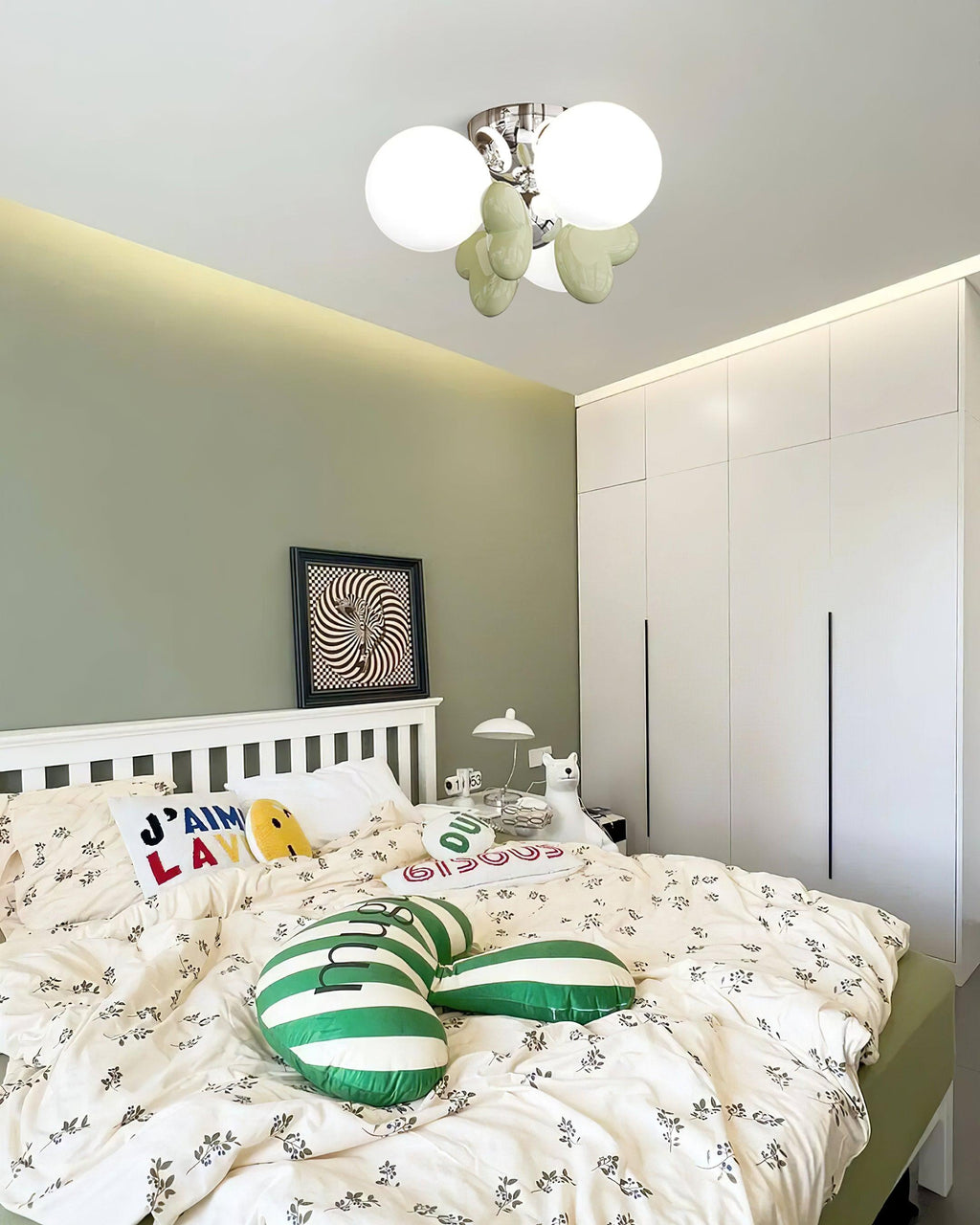 Nica Ceiling Lamp Cream Globe Cluster Modern Bedroom