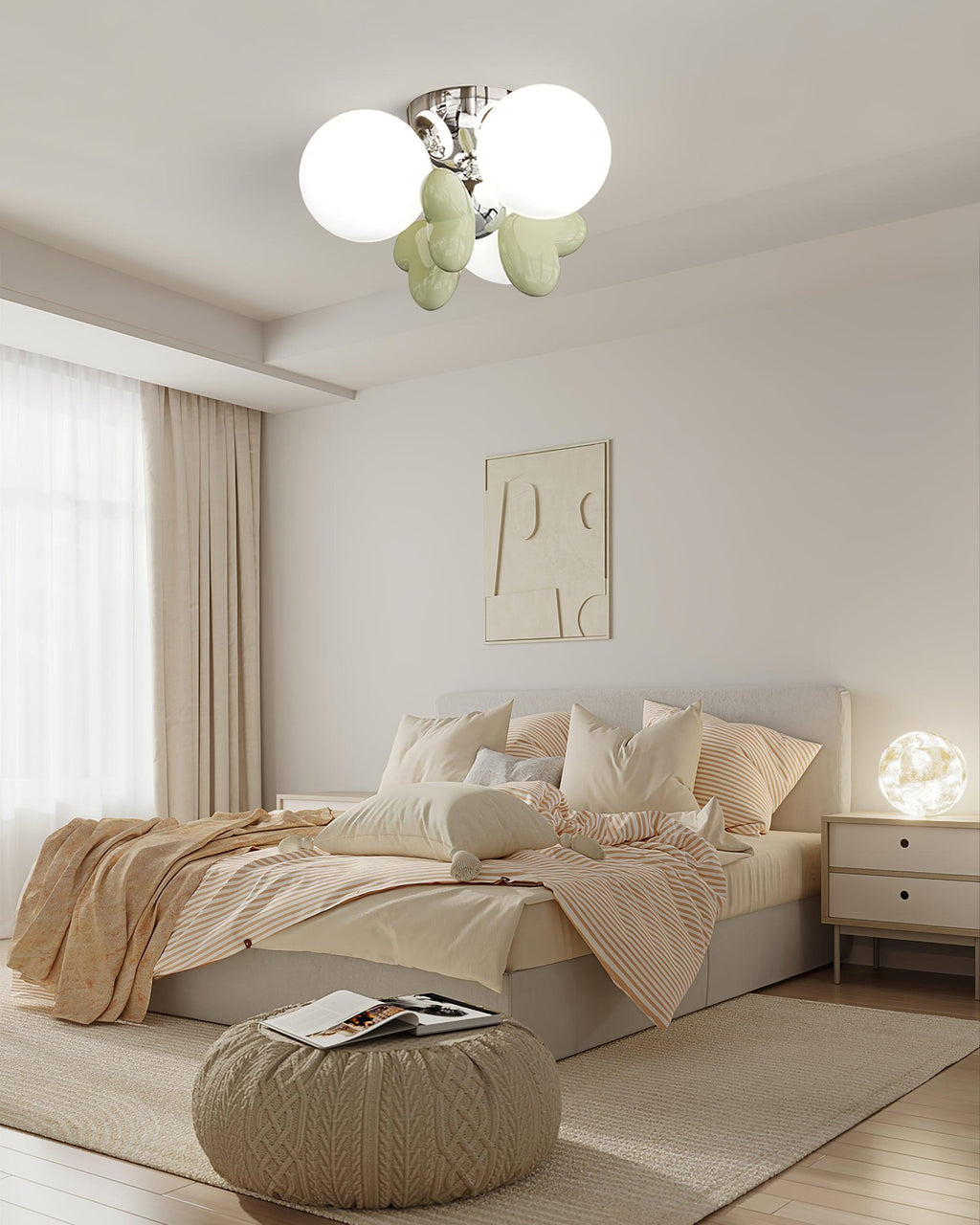 Nica Ceiling Lamp Cream Globe Cluster Modern Bedroom