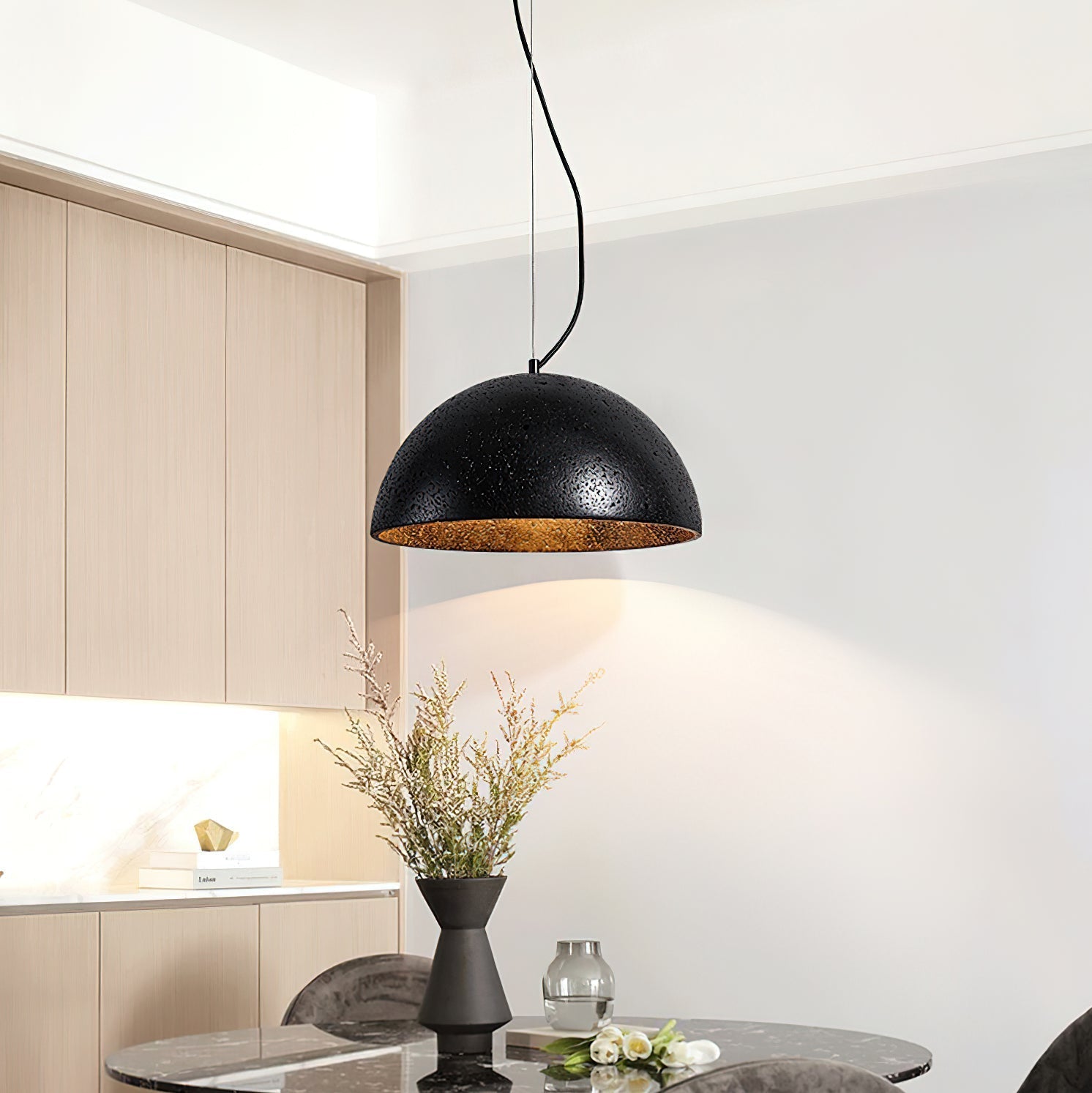 Avdoraris Dome-Shaped Travertine Pendant Light
