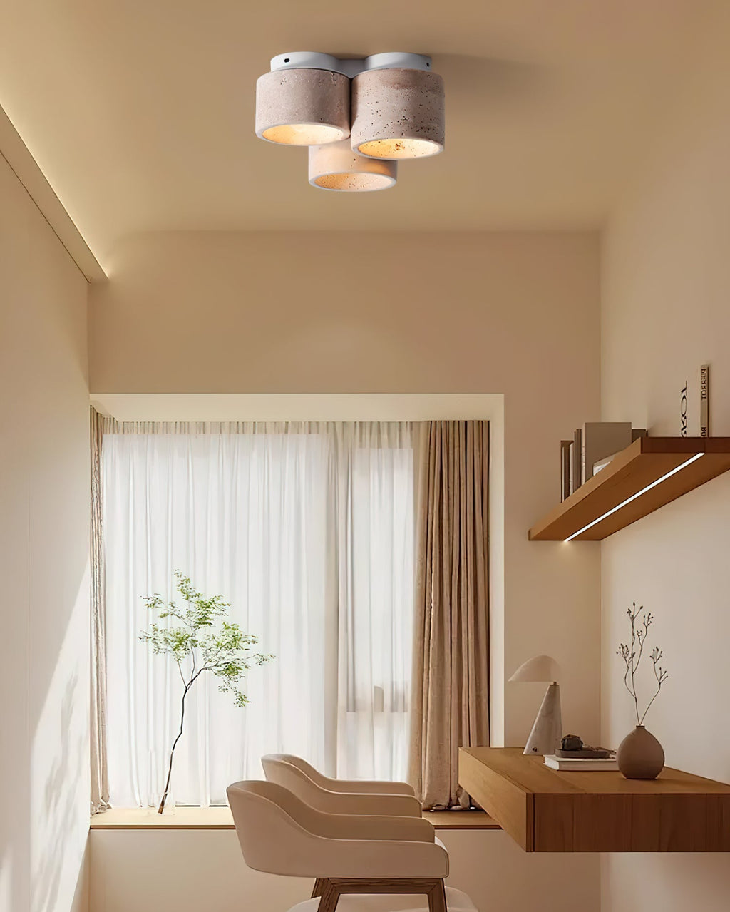 Ritta  Ceiling Light 3 head Travertine