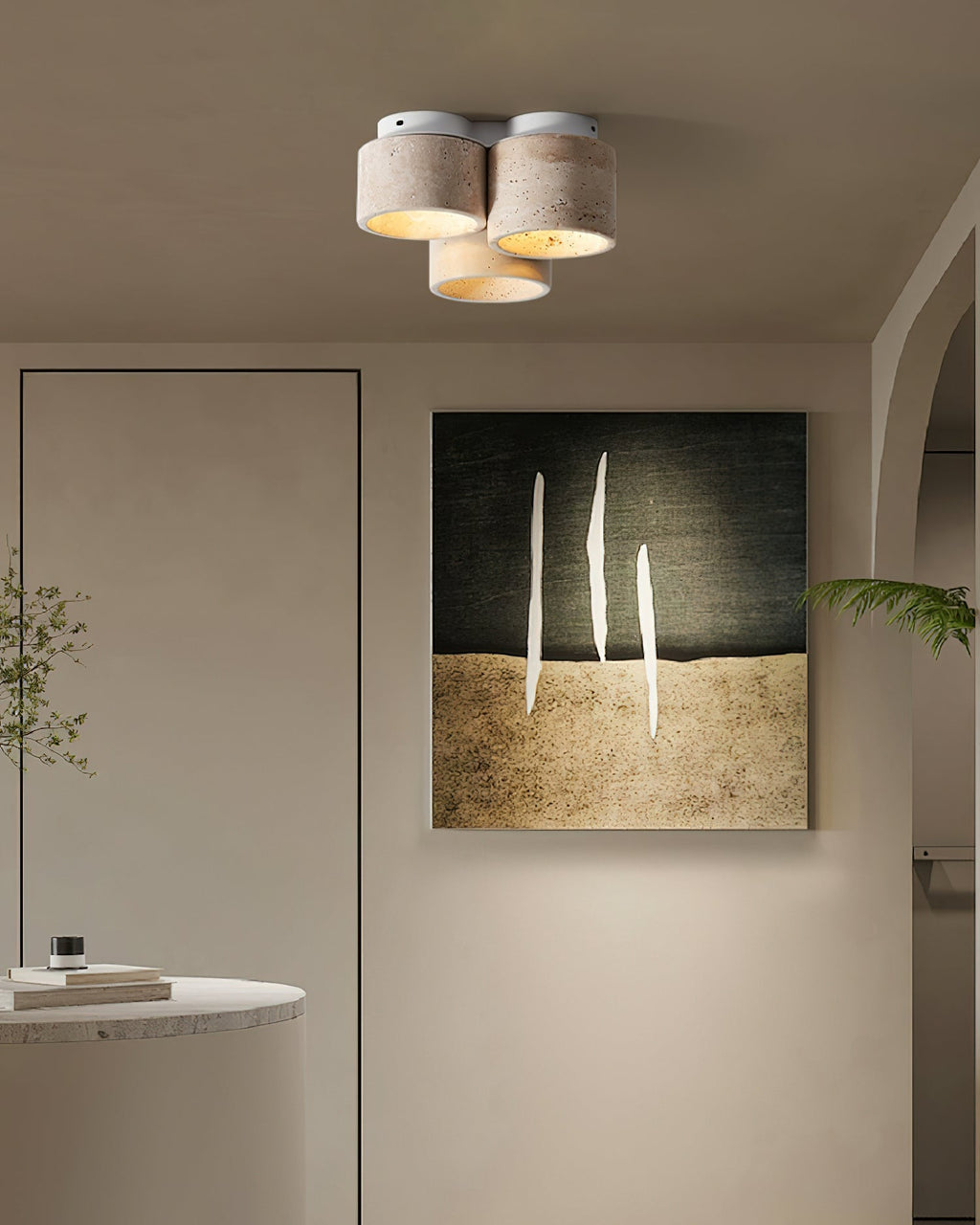 Ritta  Ceiling Light 3 head Travertine