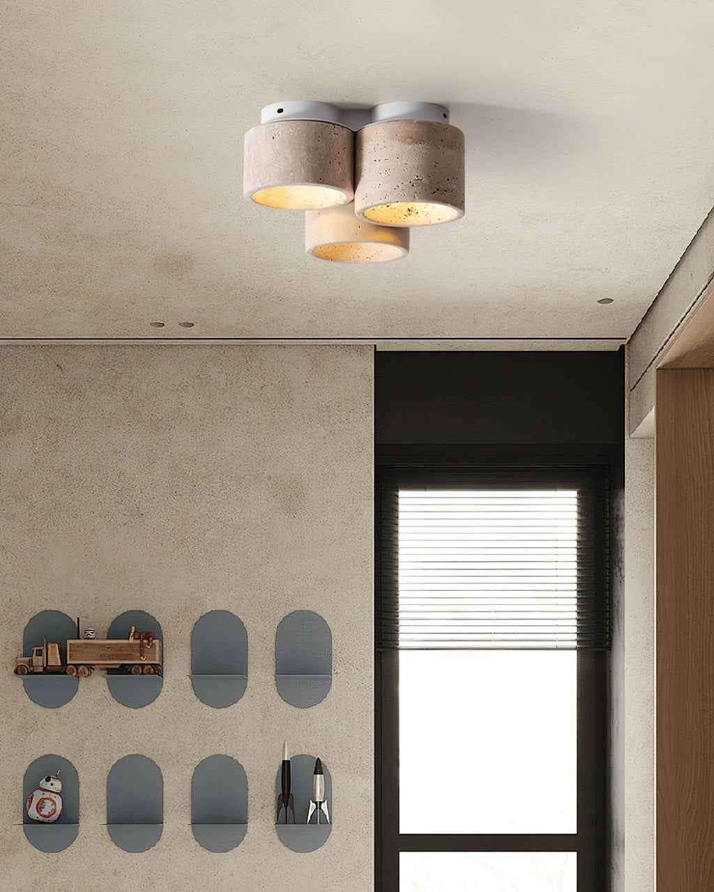 Ritta  Ceiling Light 3 head Travertine