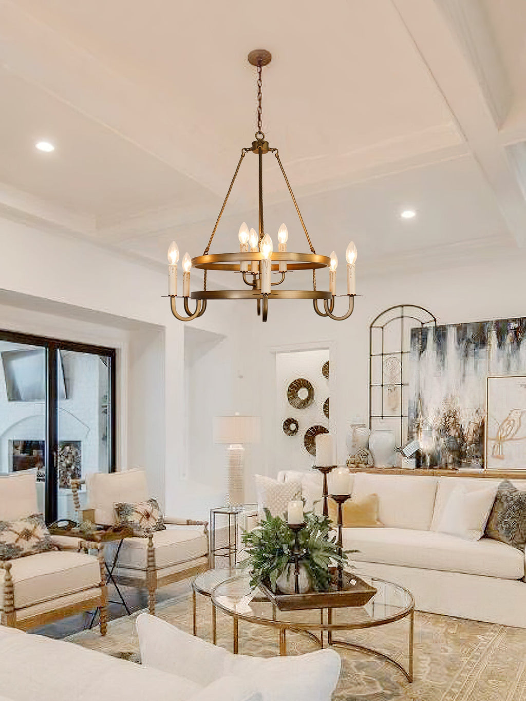 Woven Classic Wagon Wheel Plastic Chandelier