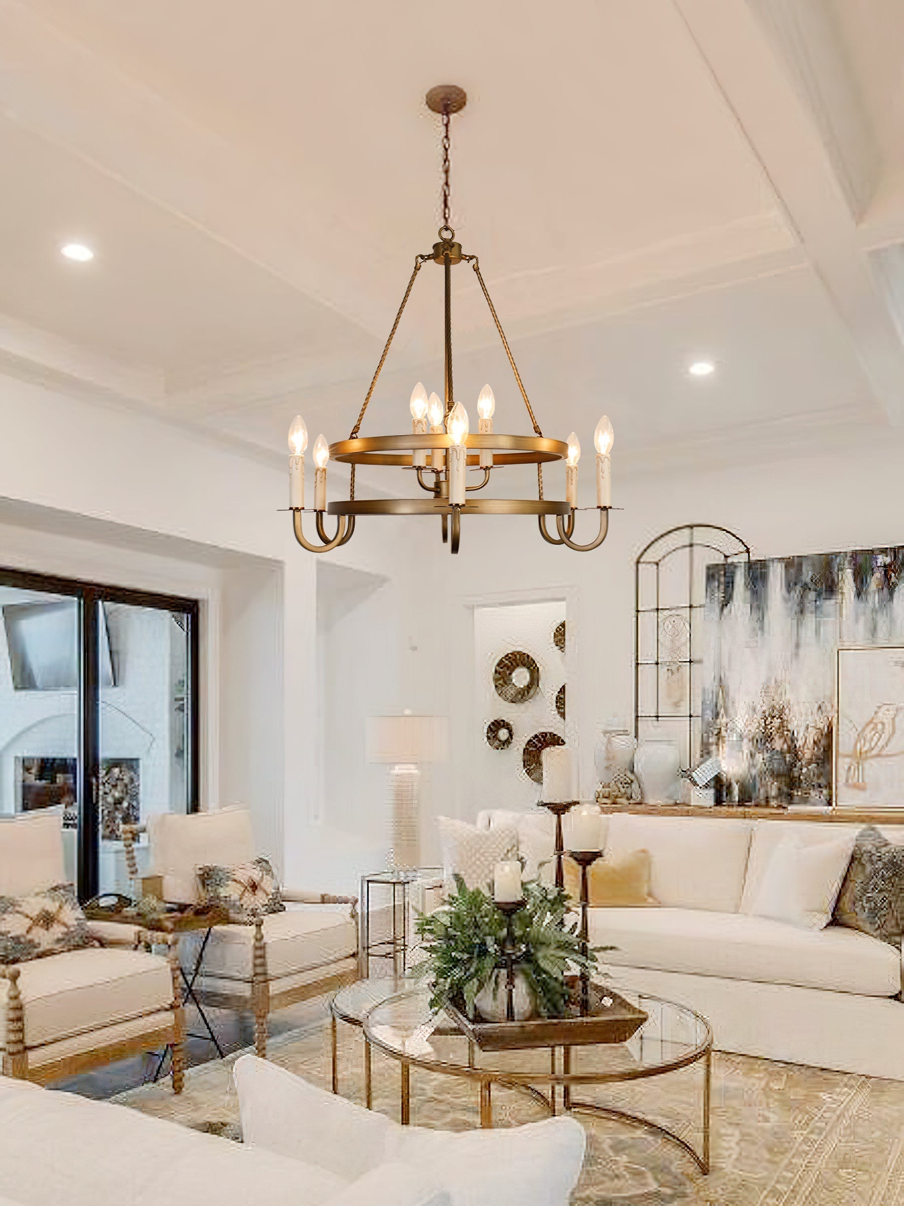 Woven Classic Wagon Wheel Plastic Chandelier