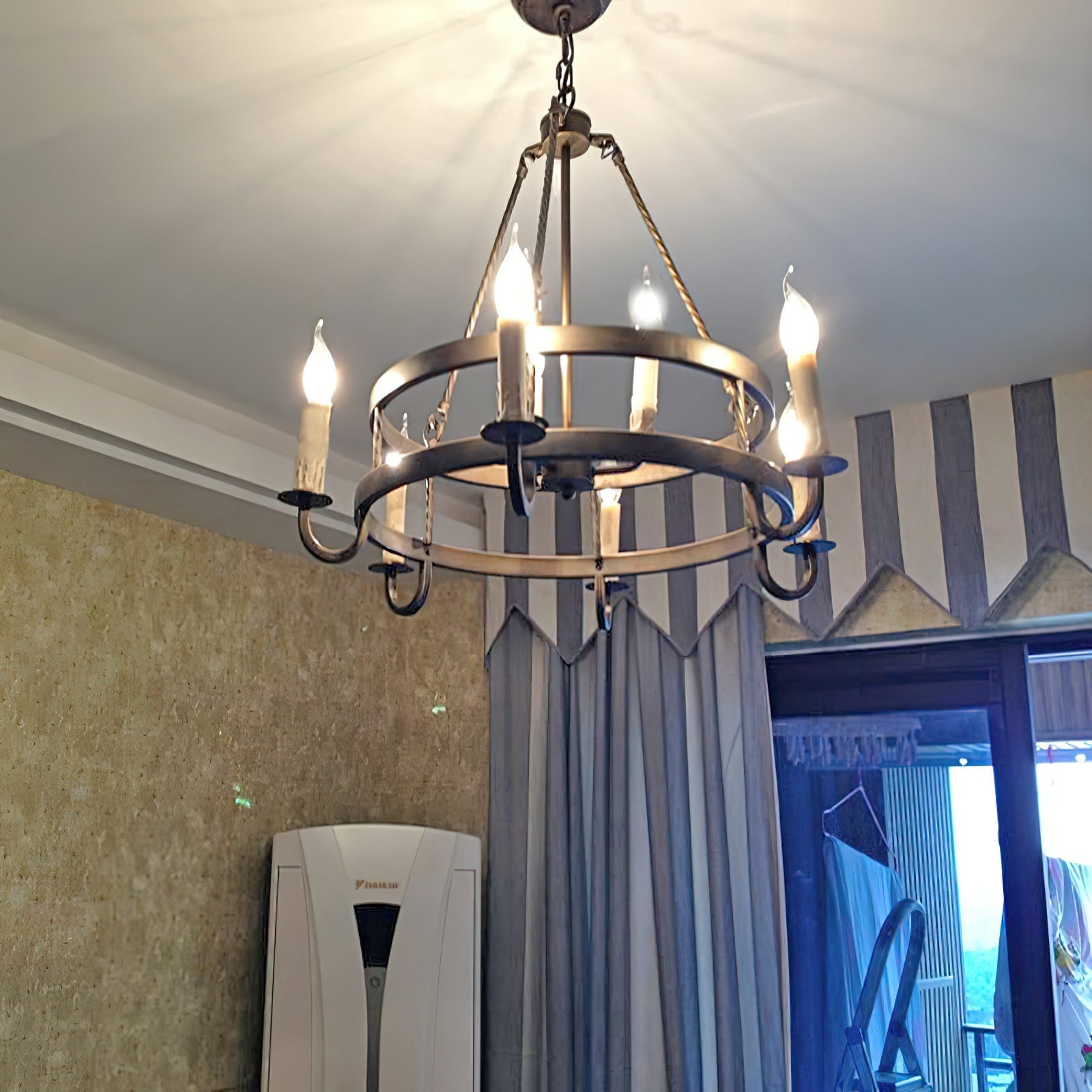 Woven Classic Wagon Wheel Plastic Chandelier