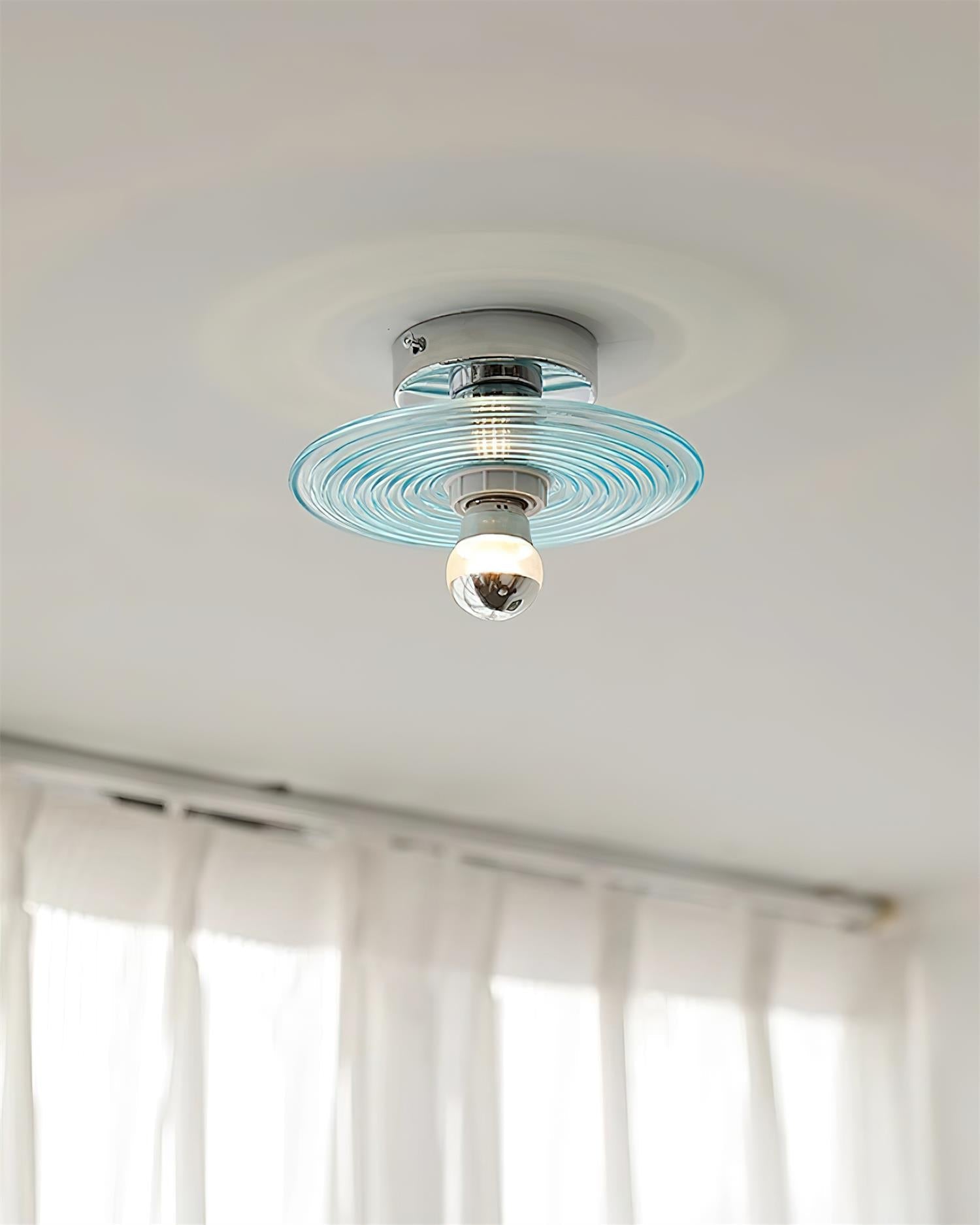 Curios Ceiling Light Ripple Glass Chrome Modern