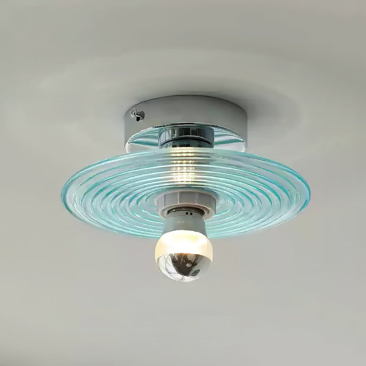 Curios Ceiling Light Spiral Glass Chrome Base