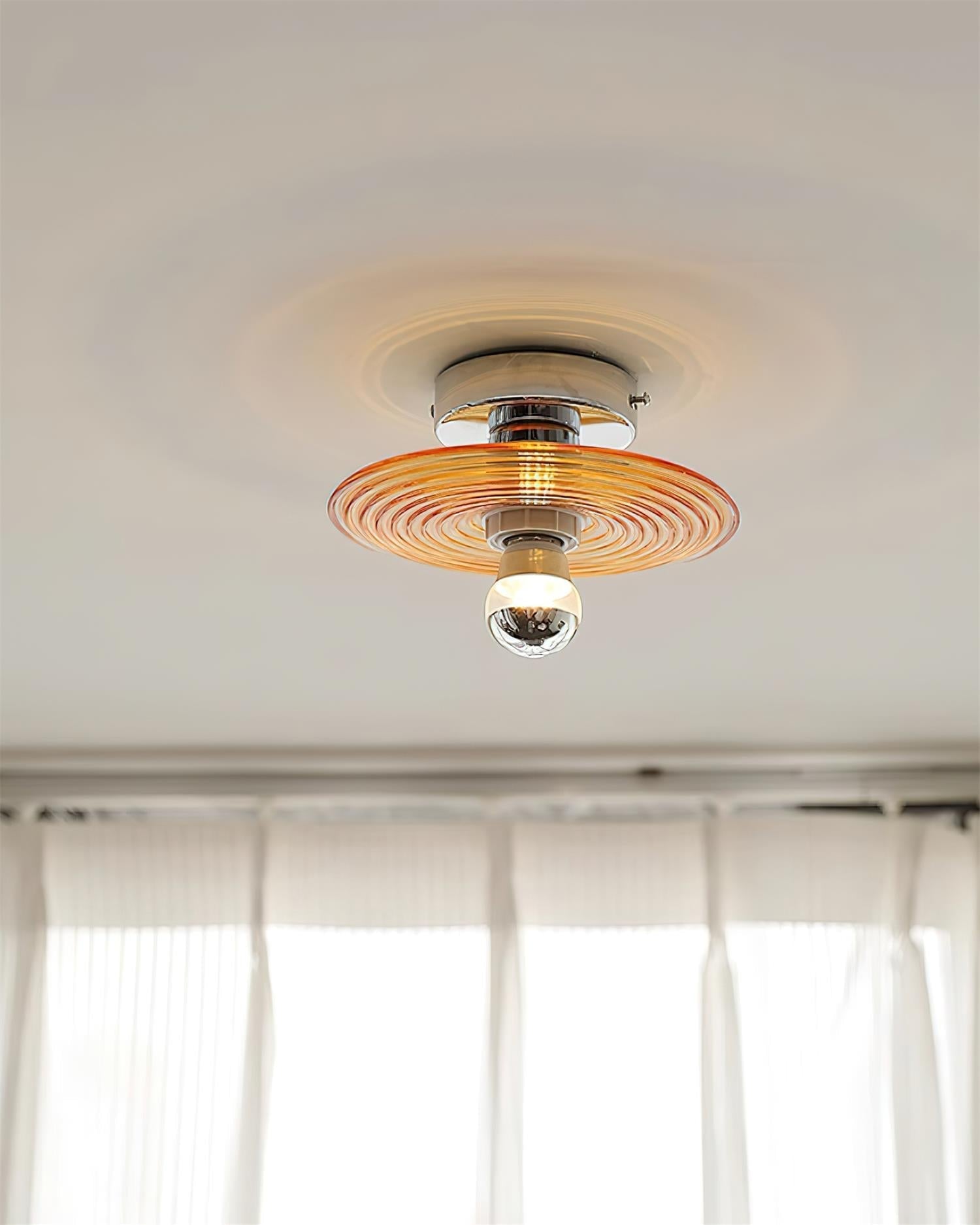 Curios Ceiling Light Spiral Glass Chrome Base