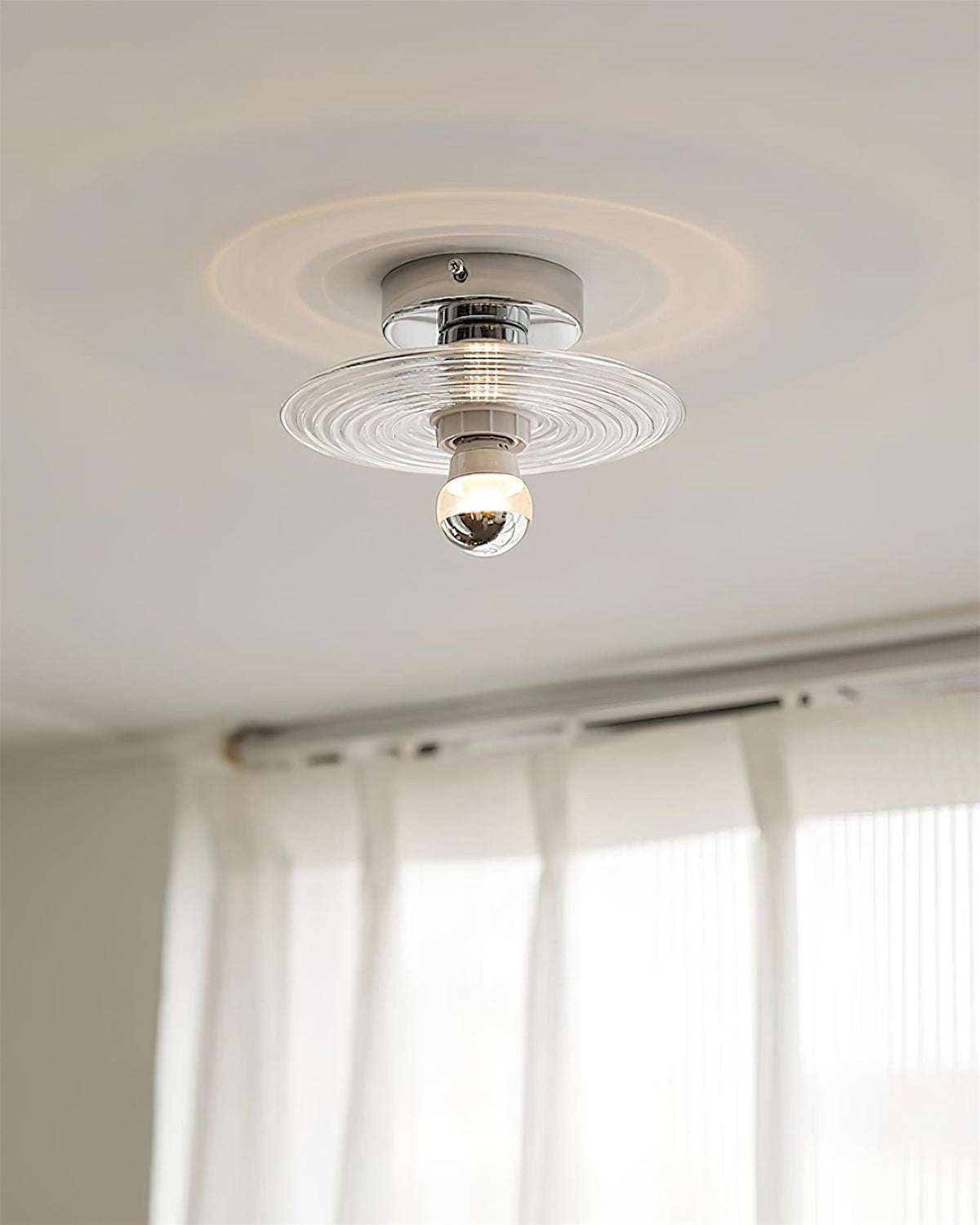 Curios Ceiling Light Spiral Glass Chrome Base