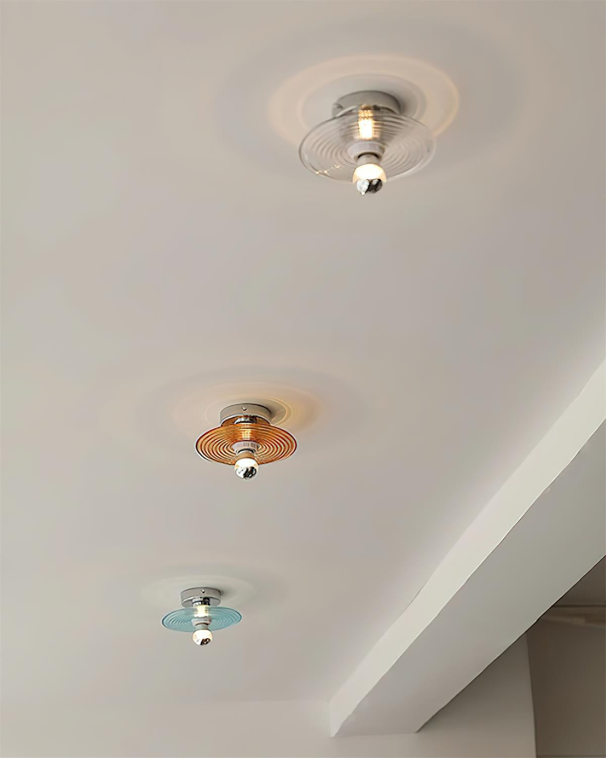 Curios Ceiling Light Ripple Glass Chrome Modern