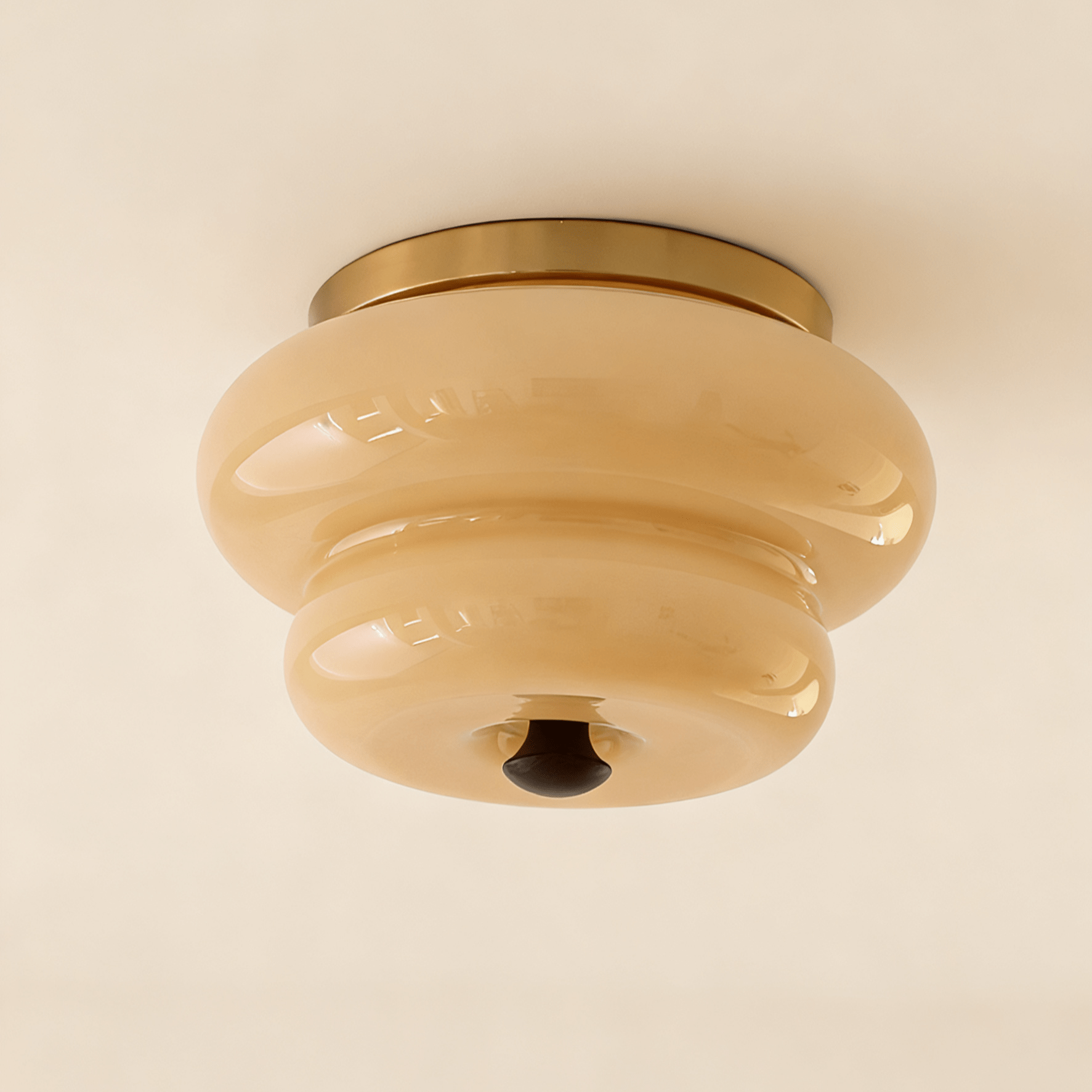 Curvaceous Modern Glass & Wood Ceiling Light