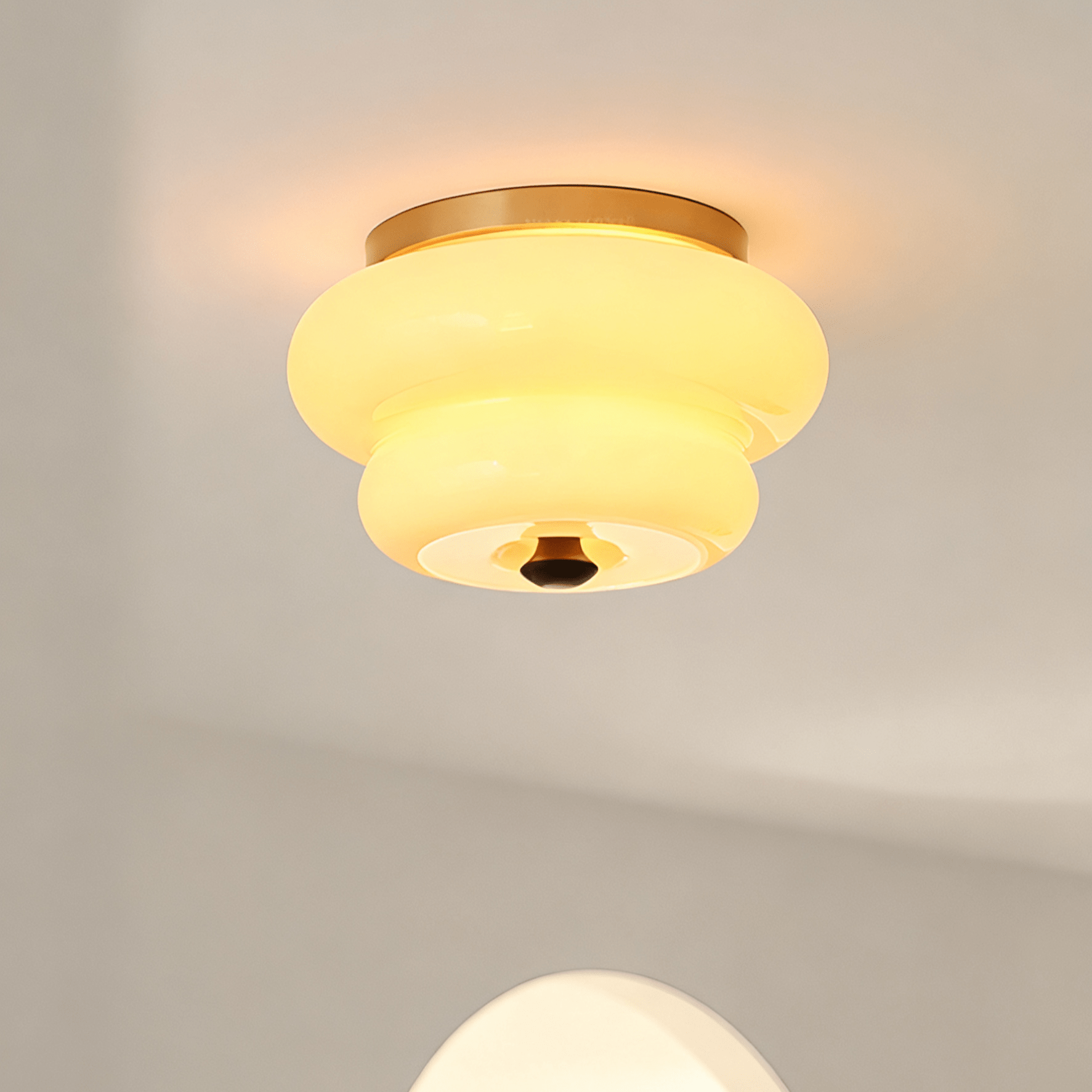 Curvaceous Modern Glass & Wood Ceiling Light