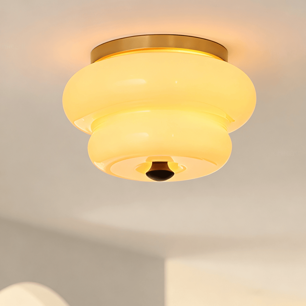 Curvaceous Modern Glass & Wood Ceiling Light