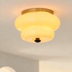 Curvaceous Modern Glass & Wood Ceiling Light