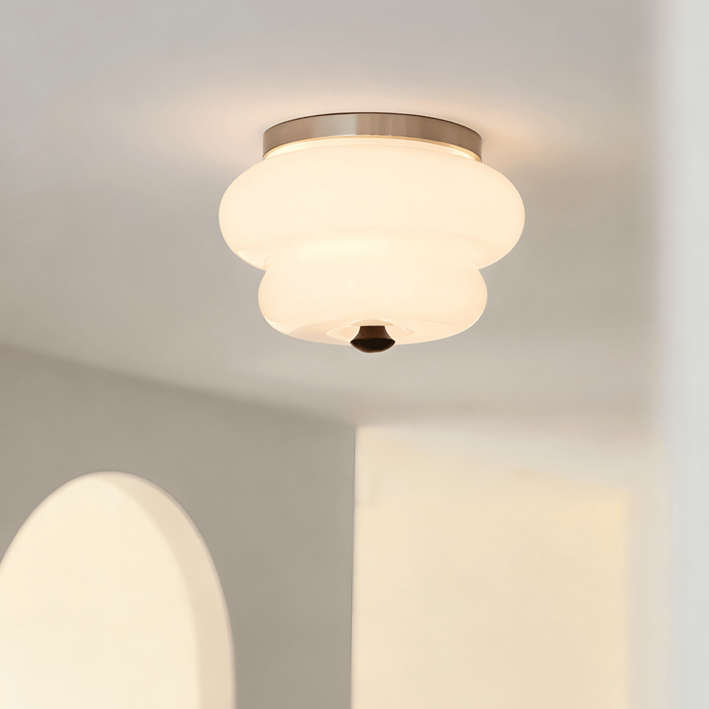 Curvaceous Modern Glass & Wood Ceiling Light