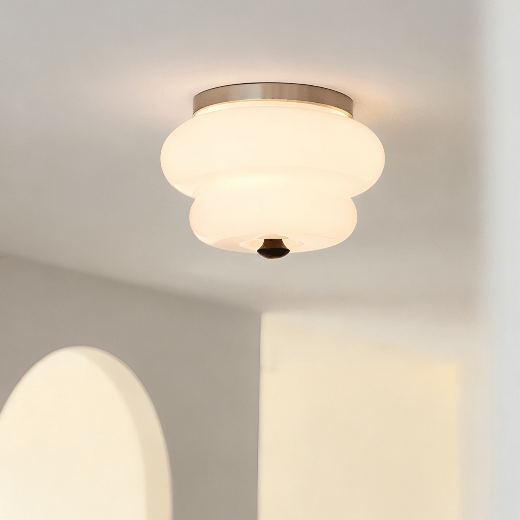 Curvaceous Modern Glass & Wood Ceiling Light