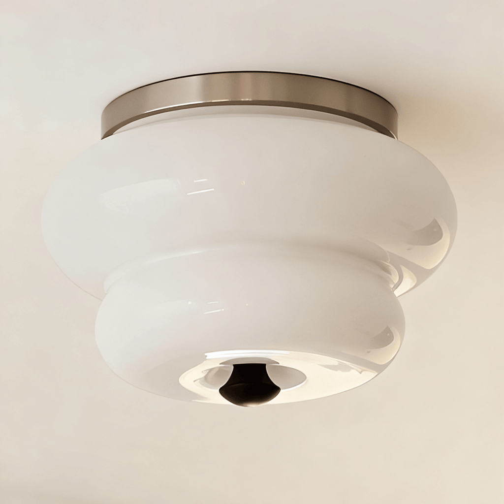 Curvaceous Modern Glass & Wood Ceiling Light