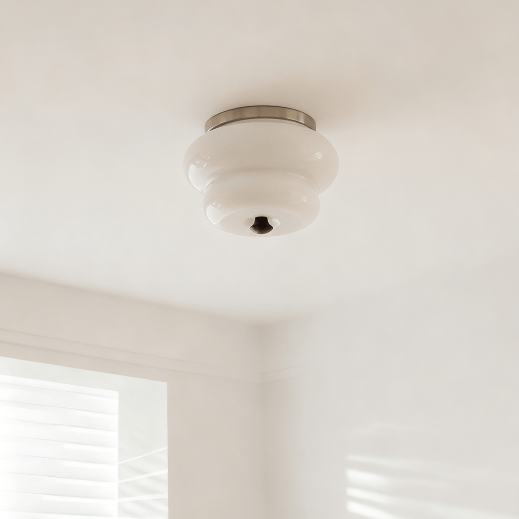 Curvaceous Modern Glass & Wood Ceiling Light
