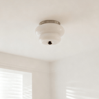 Curvaceous Modern Glass & Wood Ceiling Light