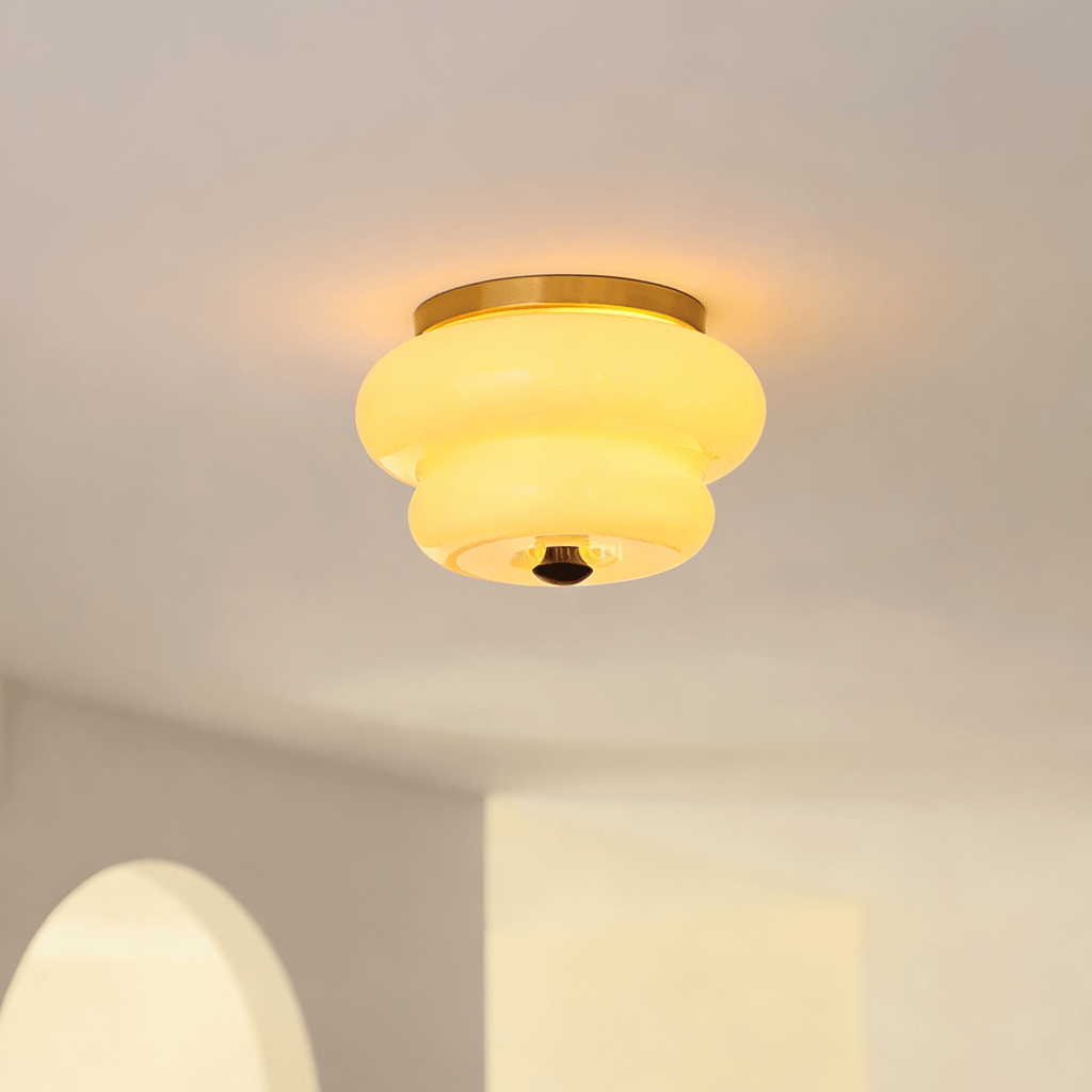 Curvaceous Modern Glass & Wood Ceiling Light