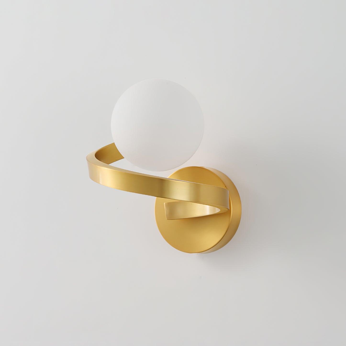 Curved Wall Lamp Brass Spiral