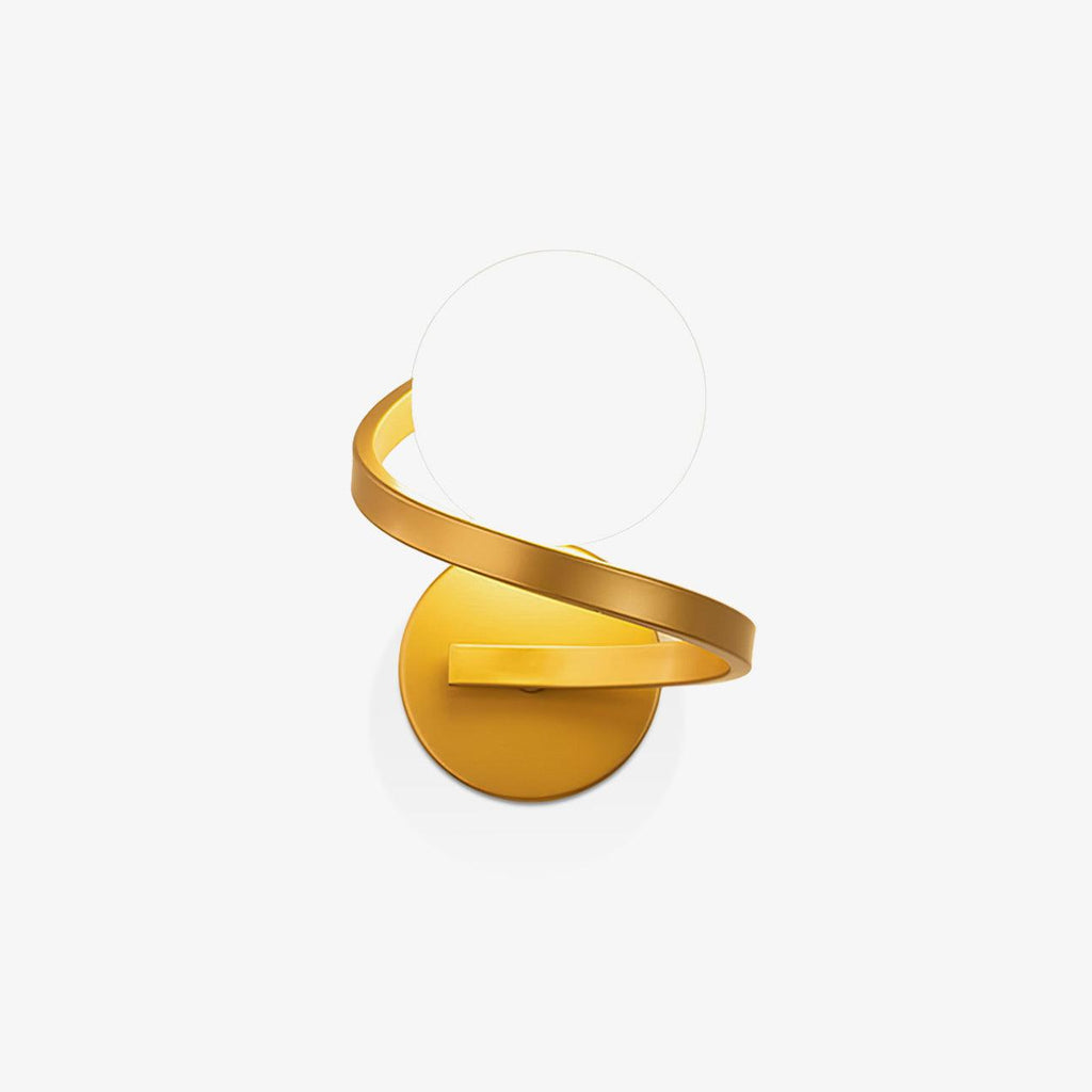 Abner Curved Modern Minimalist Brass Glass Wall Lamp