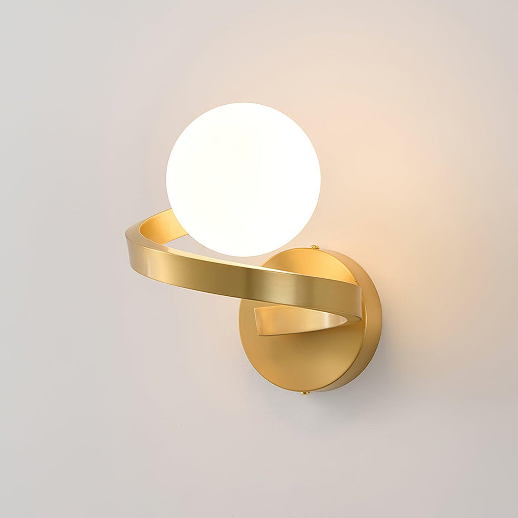 Abner Curved Modern Minimalist Brass Glass Wall Lamp