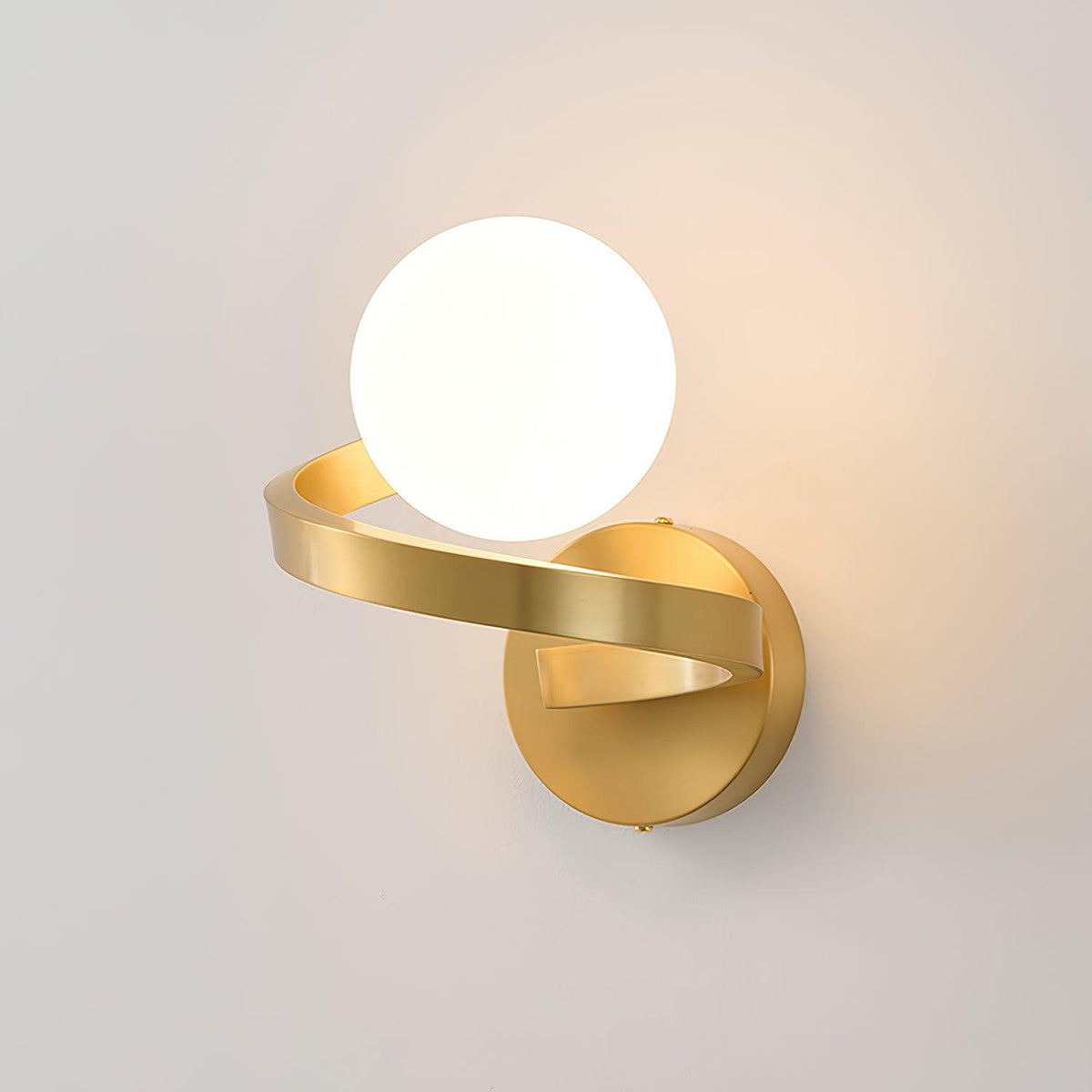 Abner Curved Modern Minimalist Brass Glass Wall Lamp