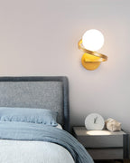 Abner Curved Modern Minimalist Brass Glass Wall Lamp